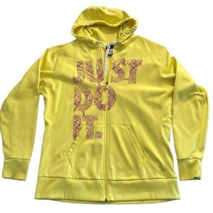 🟢3/$30 Nike therma fit full zip hoodie jacket JUST DO IT XL yellow purple